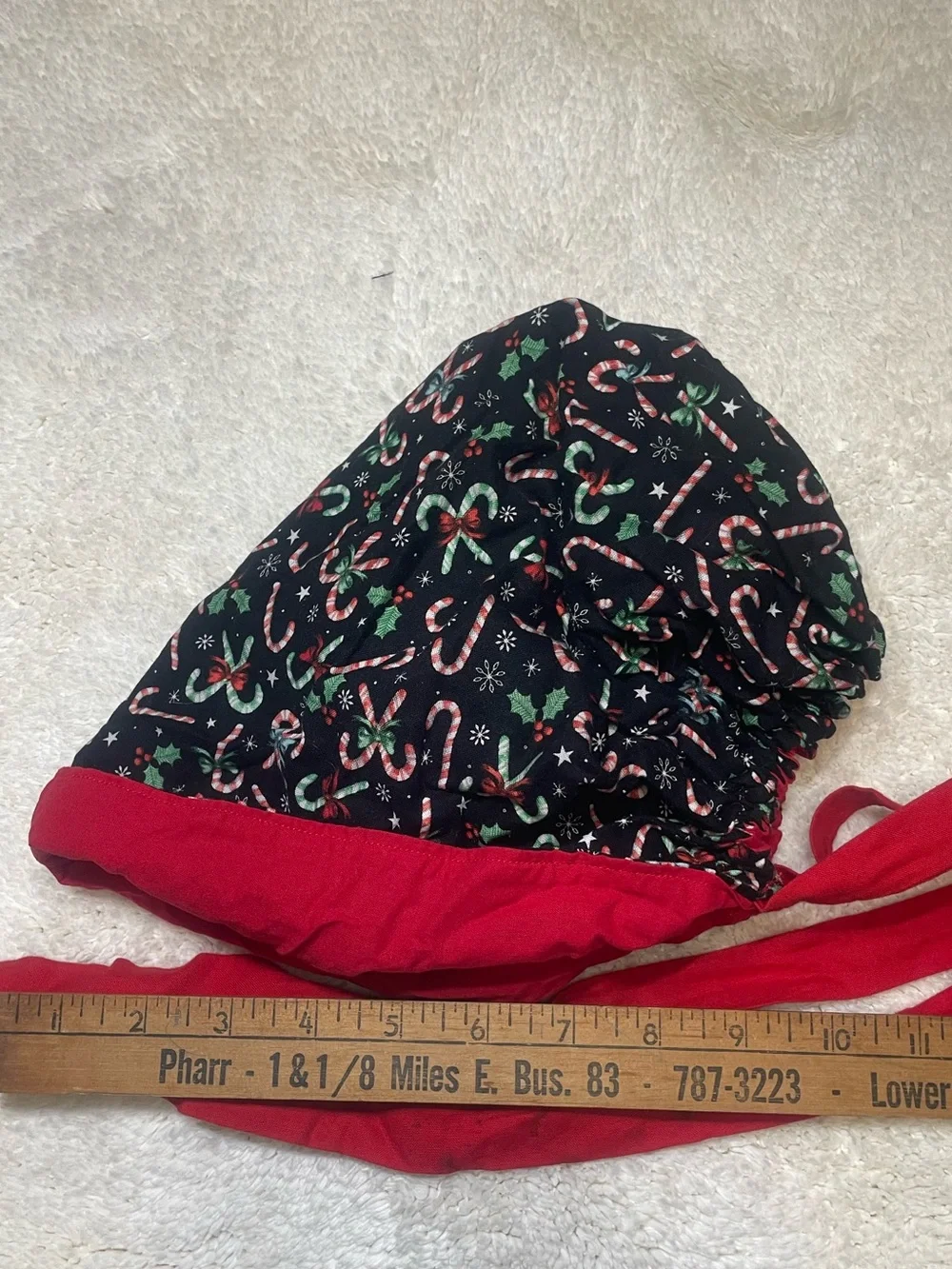 Bonnet Surgical Scrub Cap Candy Cane Christmas | Like New Tie Back Elastic